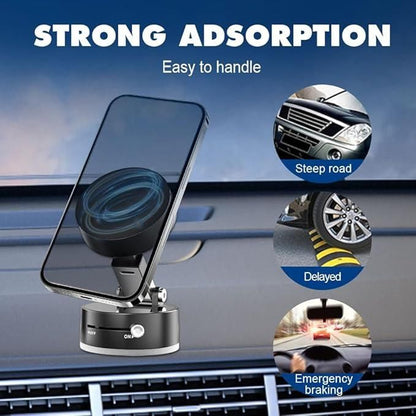 Vacuum Magnetic 360 Rotatable Suction Phone Mount for All Phones